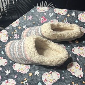 Evshine Women’s Knit Slippers House Shoes Faux Fur Lined Cozy Indoor Size 41-42